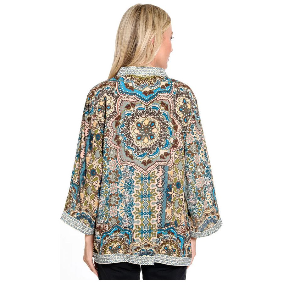 John Mark Embroidered Hi-Low Open Kimono Jacket