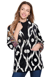 John Mark Black & Winter White Tapestry Oversized Jacket