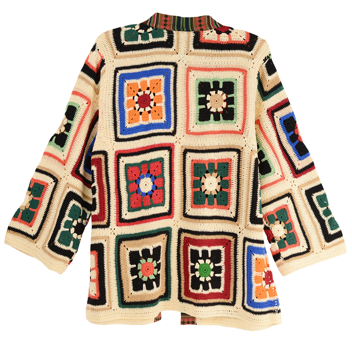 John Mark Granny Square Vintage Crochet Open Front Cardigan Sweater