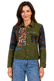John Mark Woven Mix Print Collared Jacket With Front Buttons Long Sleeve ( J46538JM) (Multi)