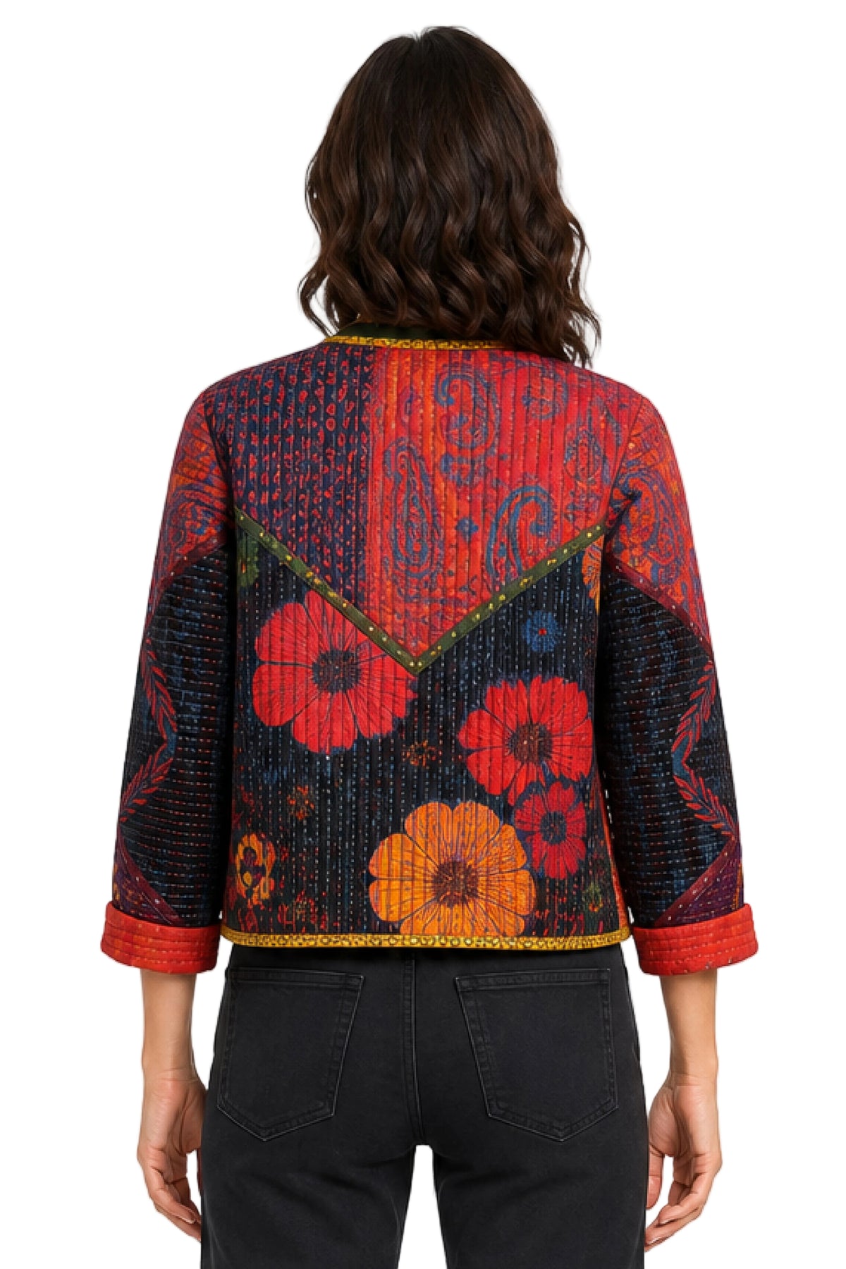 John Mark Woven Mix Print Reversible Quilted Open Front With Pockets (J46540JM) (Multi)