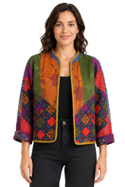 John Mark Woven Mix Print Reversible Quilted Open Front With Pockets (J46540JM) (Multi)