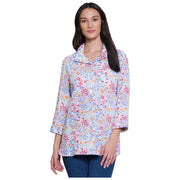 John Mark Floral Print Wire Collar Button Front Camp Shirt