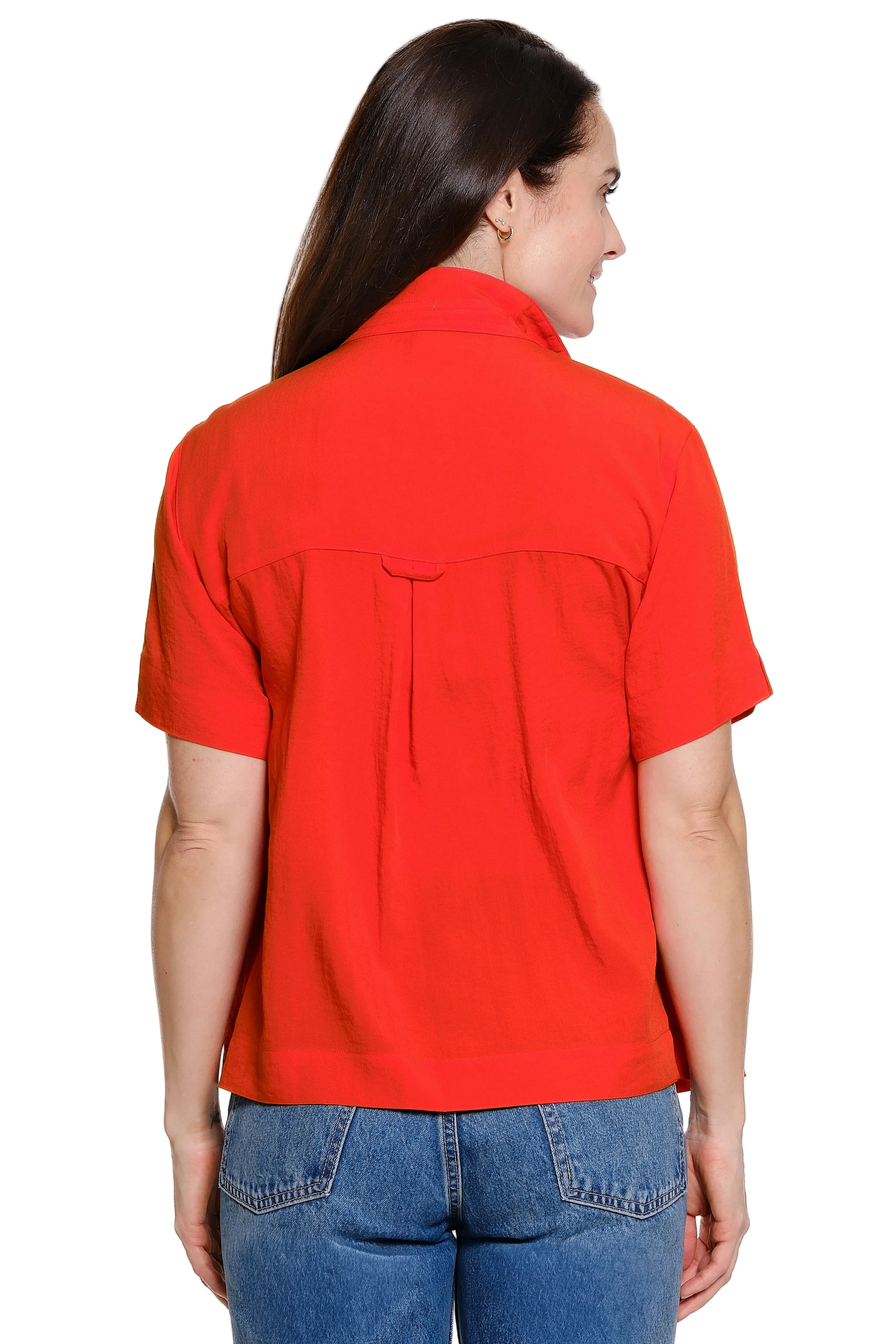 John Mark Solid Short Sleeve Blouse (J56130BM) (Vivid Red)