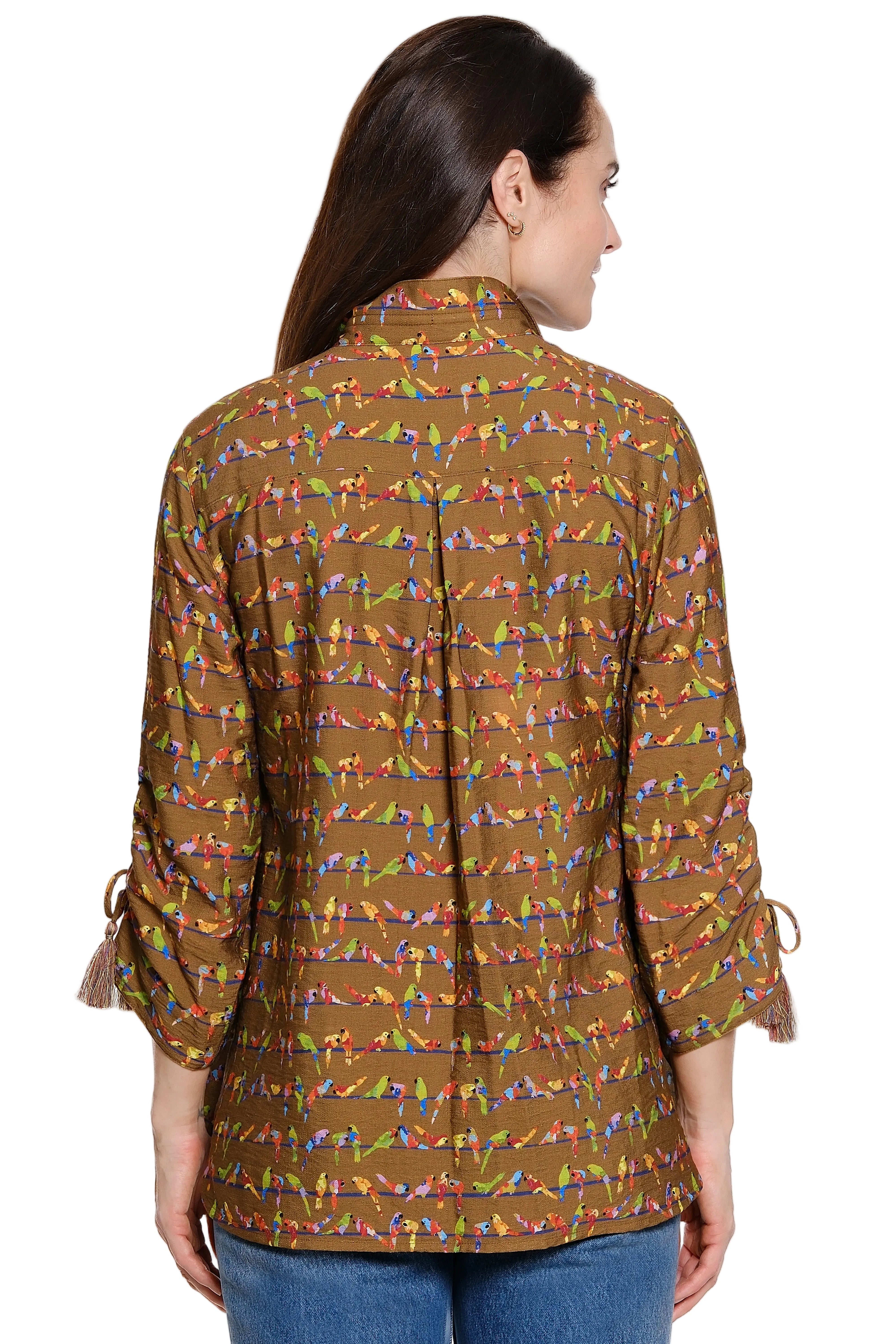 John Mark Woven Parrot Wire Collar Blouse (J66131BM)