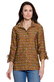 John Mark Woven Parrot Wire Collar Blouse (J66131BM)