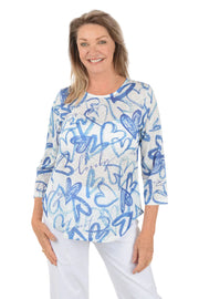 Jess & Jane Sweet Heart Round Hem Topo  (64-2200)(Multi)