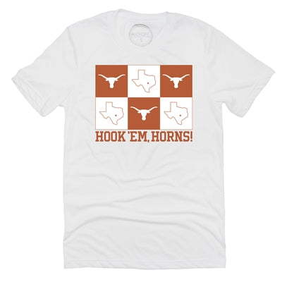 Texas Longhorn Capri Designs Gridiron Short Sleeve Tee (K103TEX250)(White)