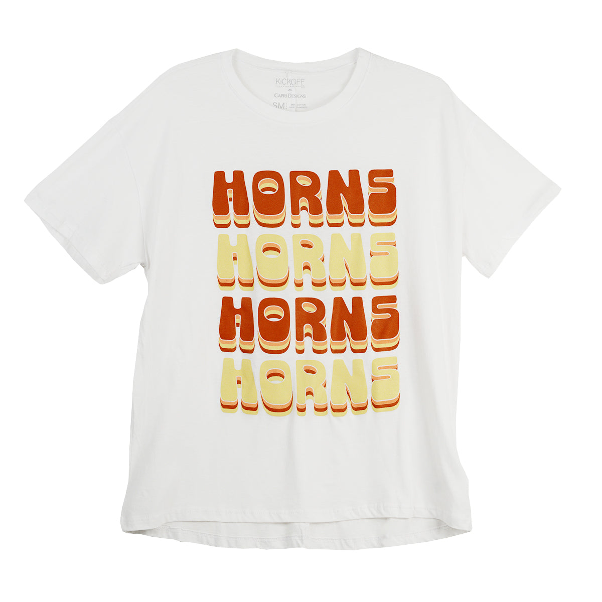 Texas Longhorn Capri Designs Retro Bowl Oversized Tee (K125TEX250)(White)