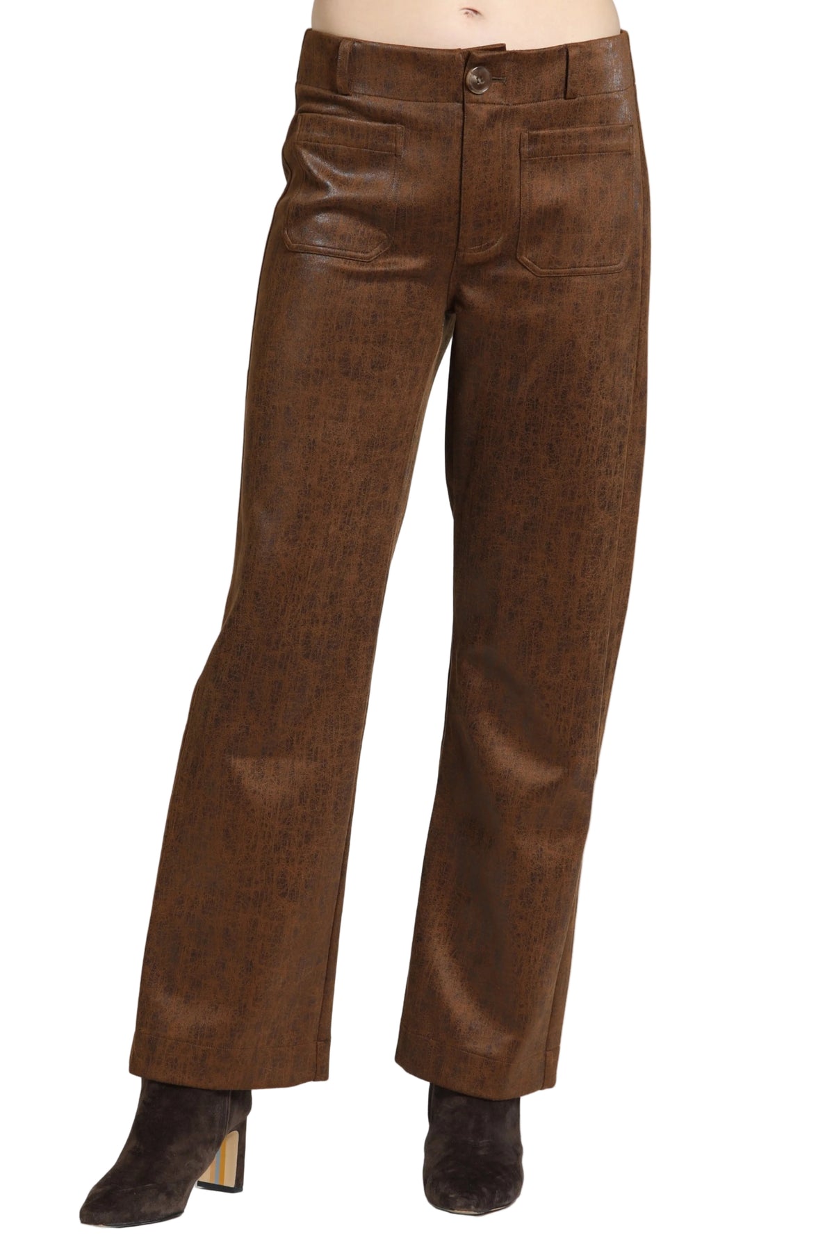 APNY Long Wide Leg Patch Pocket Pant (K26) (Cognac)