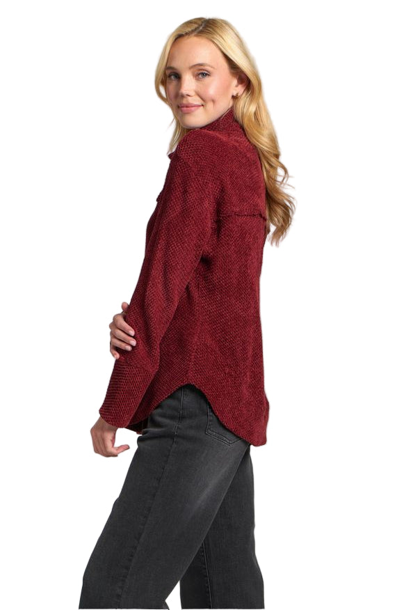 APNY Wine Chenille Henley with Grommet Placket (K350F)
