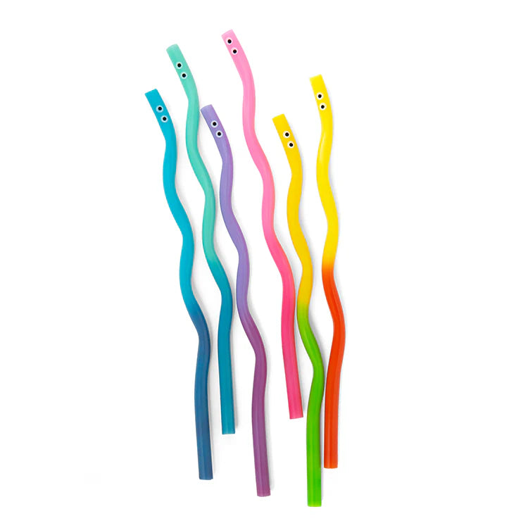 Kikkerland Kidoki Wiggly Worm Color Changing Straws (KID60)