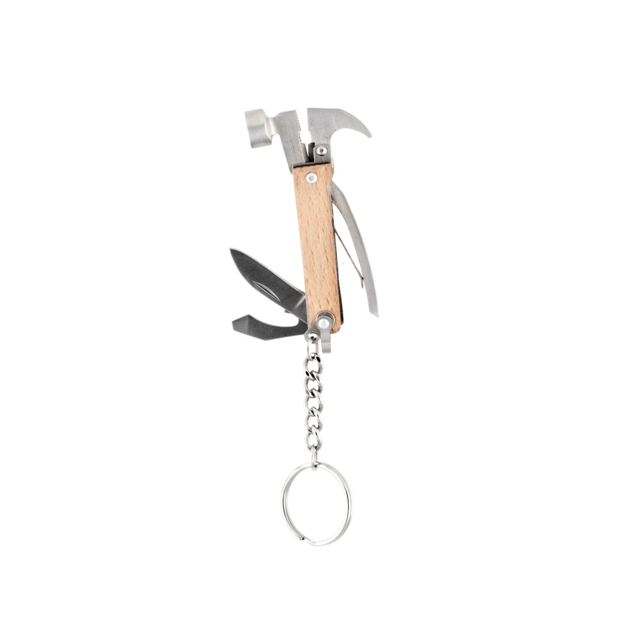 Kikkerland Wood Mini Hammer Multi-Tool Keyring