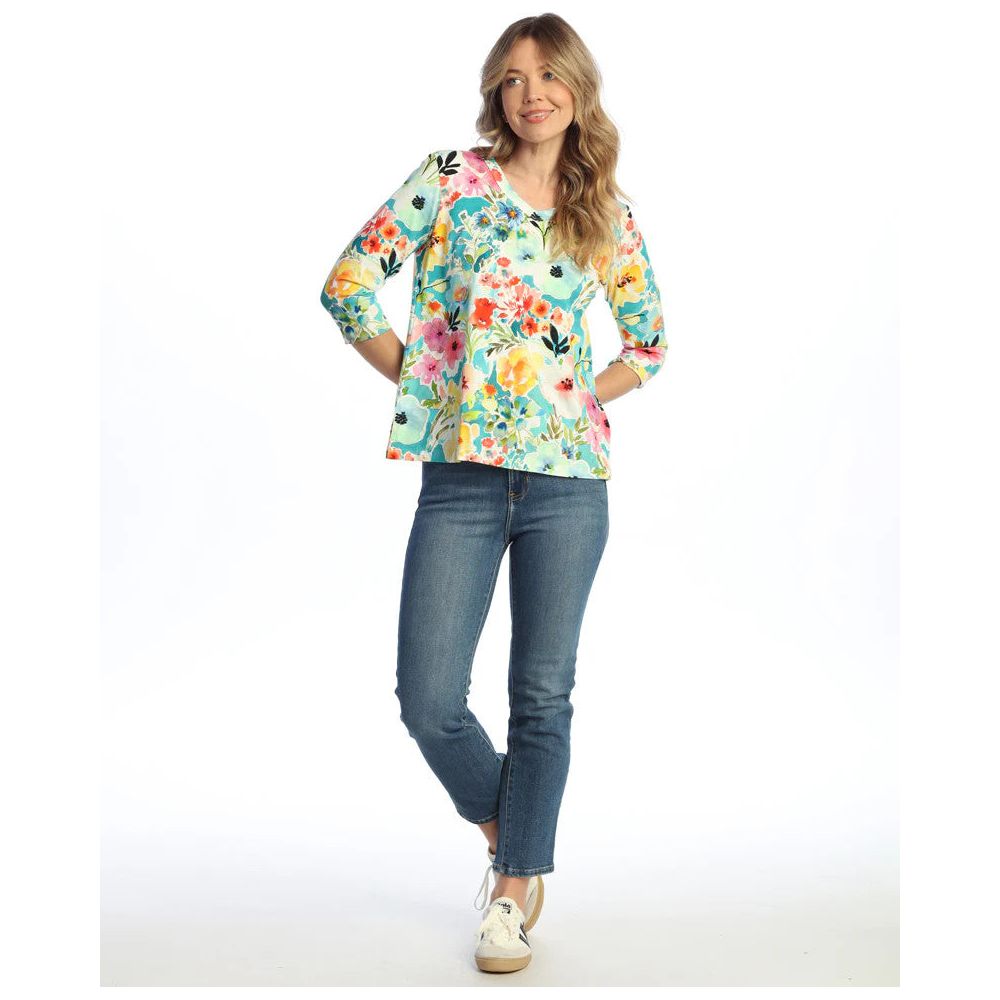 Jess & Jane Blooming V-Neck Top