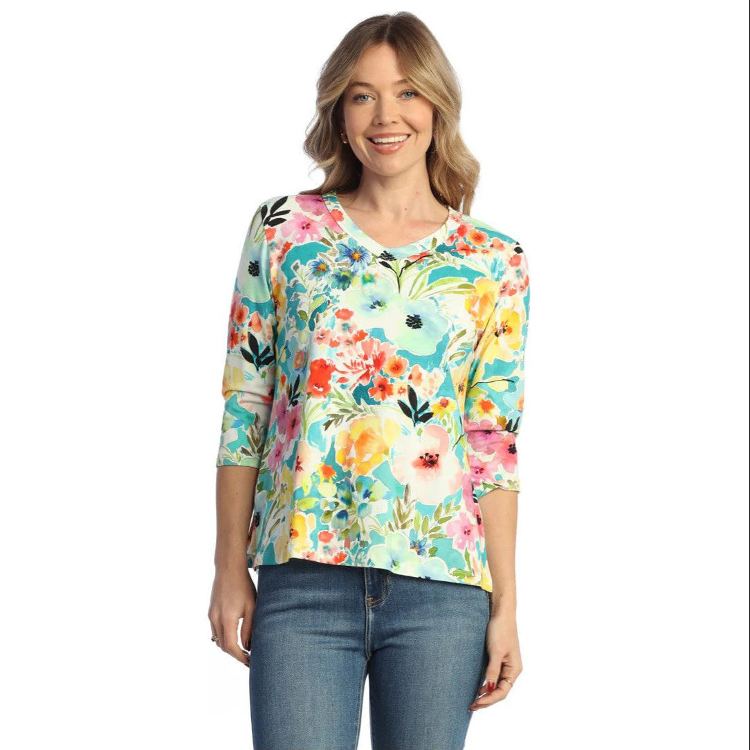 Jess & Jane Blooming V-Neck Top