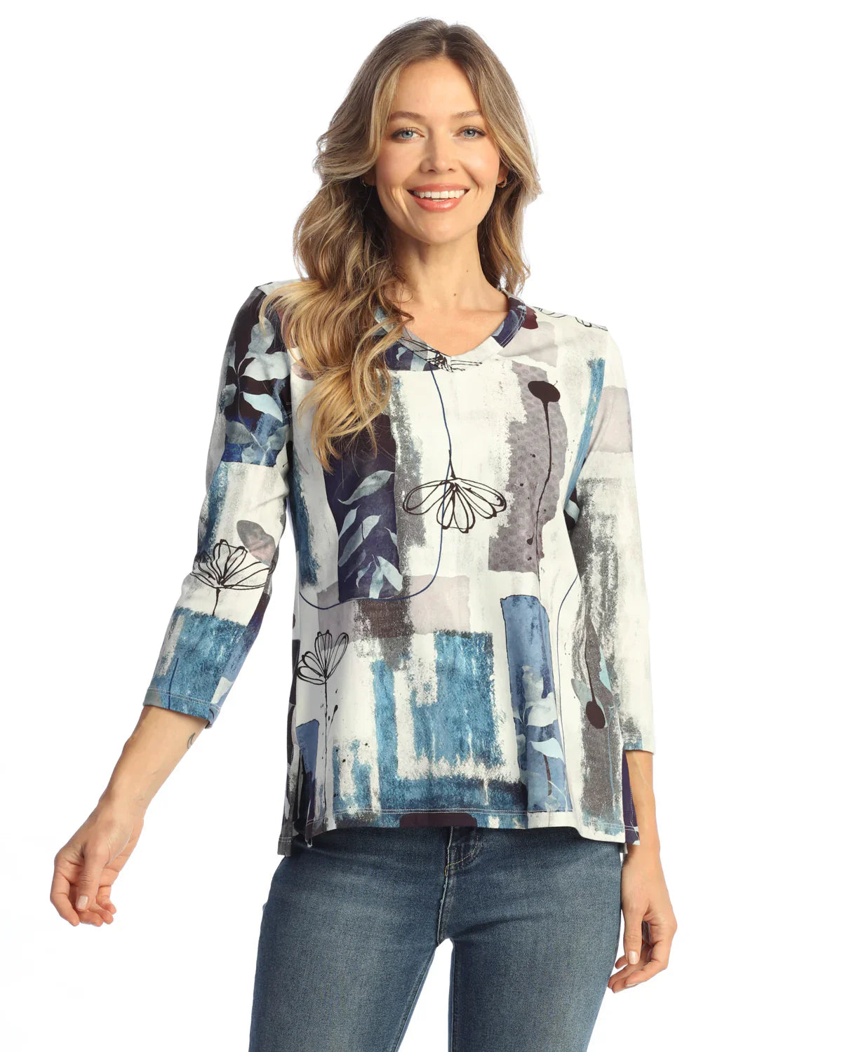 Jess & Jane Aurelia V-Neck Knit Top (KS1-2130)