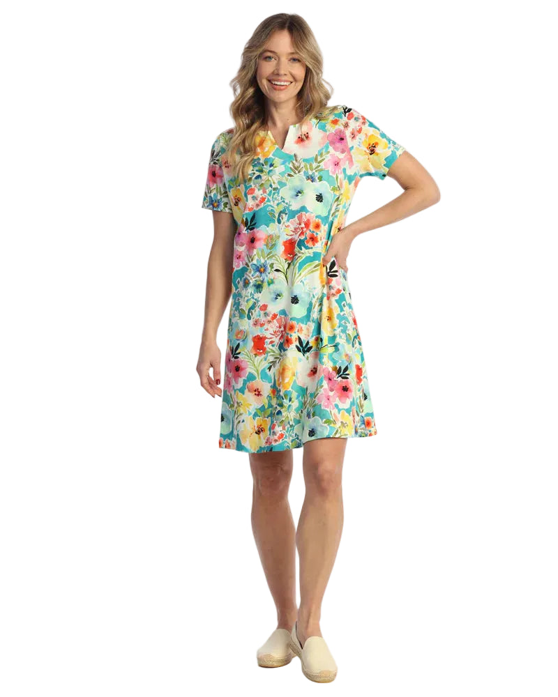 Jess & Jane Blooming Notch Neck Dress (KS4-2112)