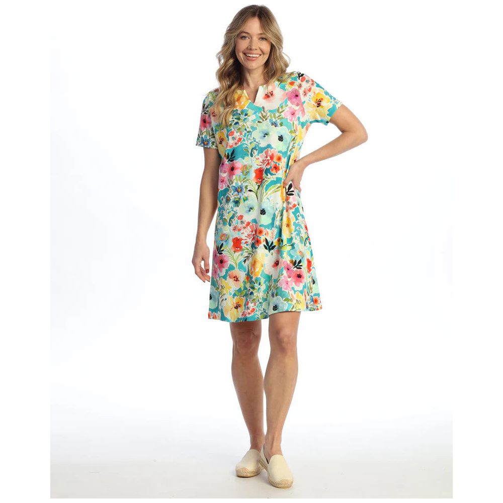 Jess & Jane Blooming Notch Neck Dress