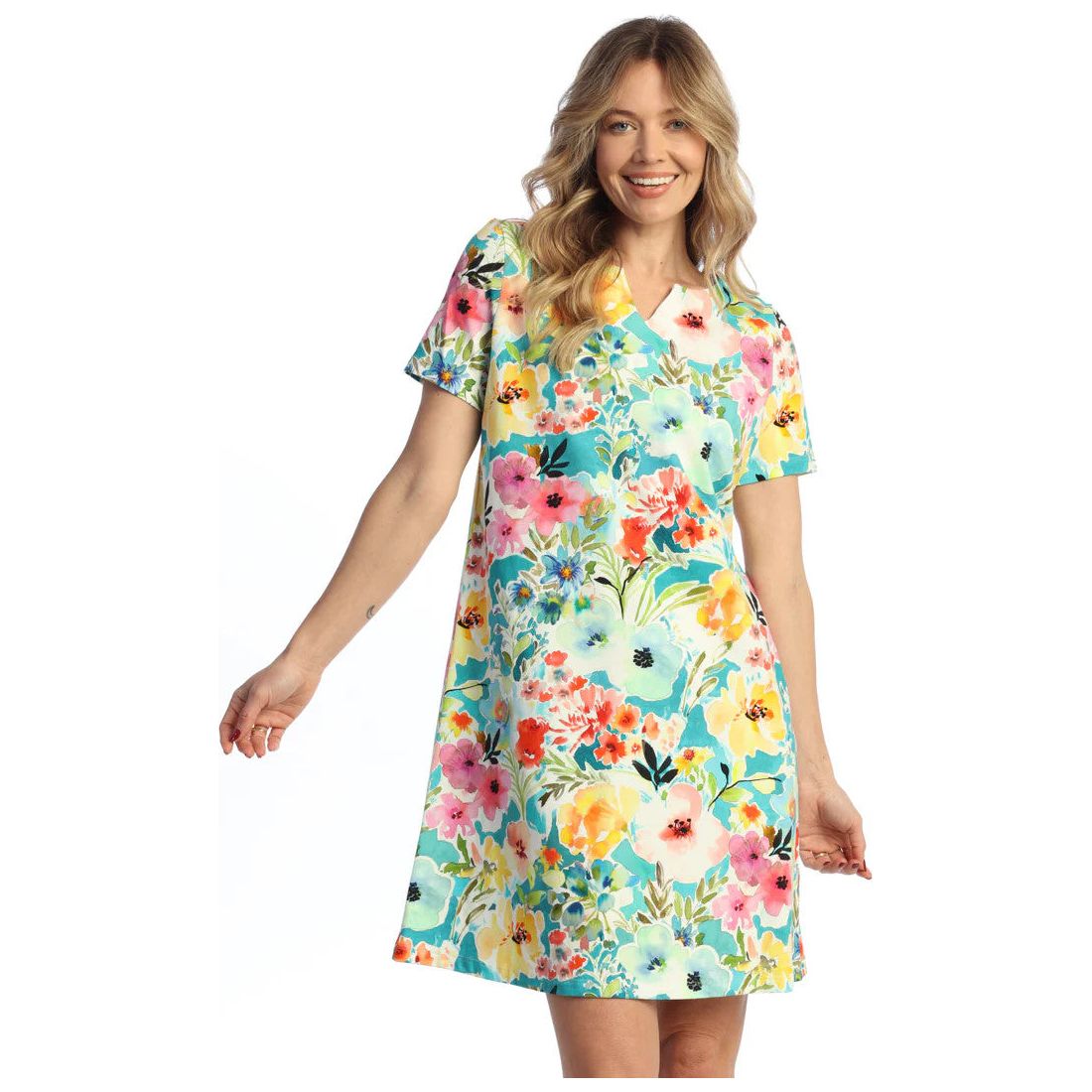 Jess & Jane Blooming Notch Neck Dress
