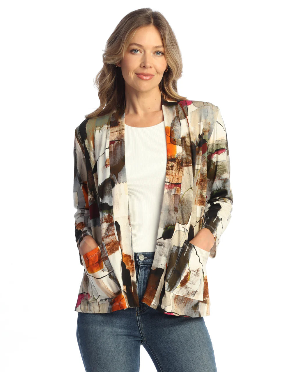Jess & Jane Natura Cardigan with Patch Pockets (KS5-1431)(Natural)