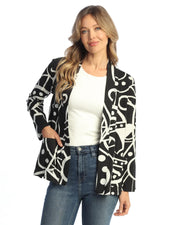 Jess & Jane Deja Vu Cardigan with Patch Pockets (KS5-2167)(Black and White)