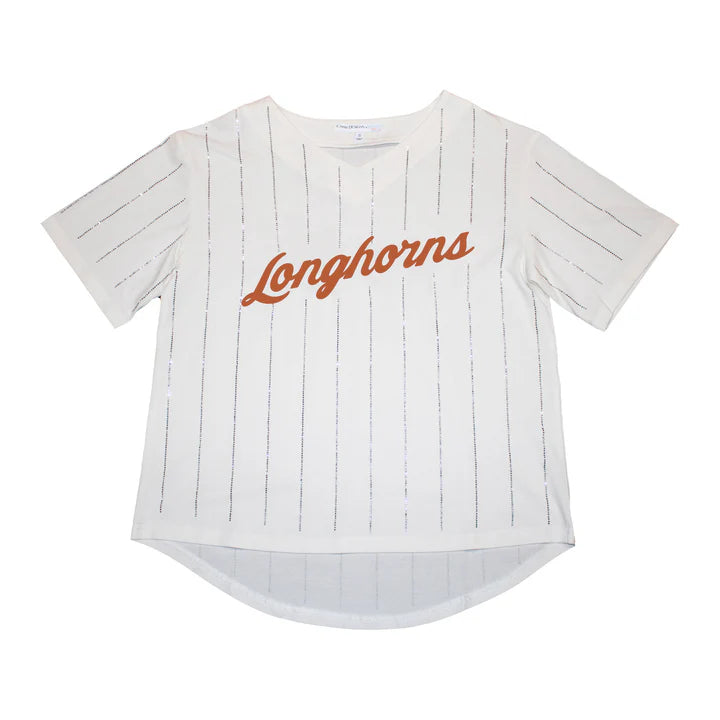 Texas Longhorn Capri Designs Rhinestone striped Jersey Tee