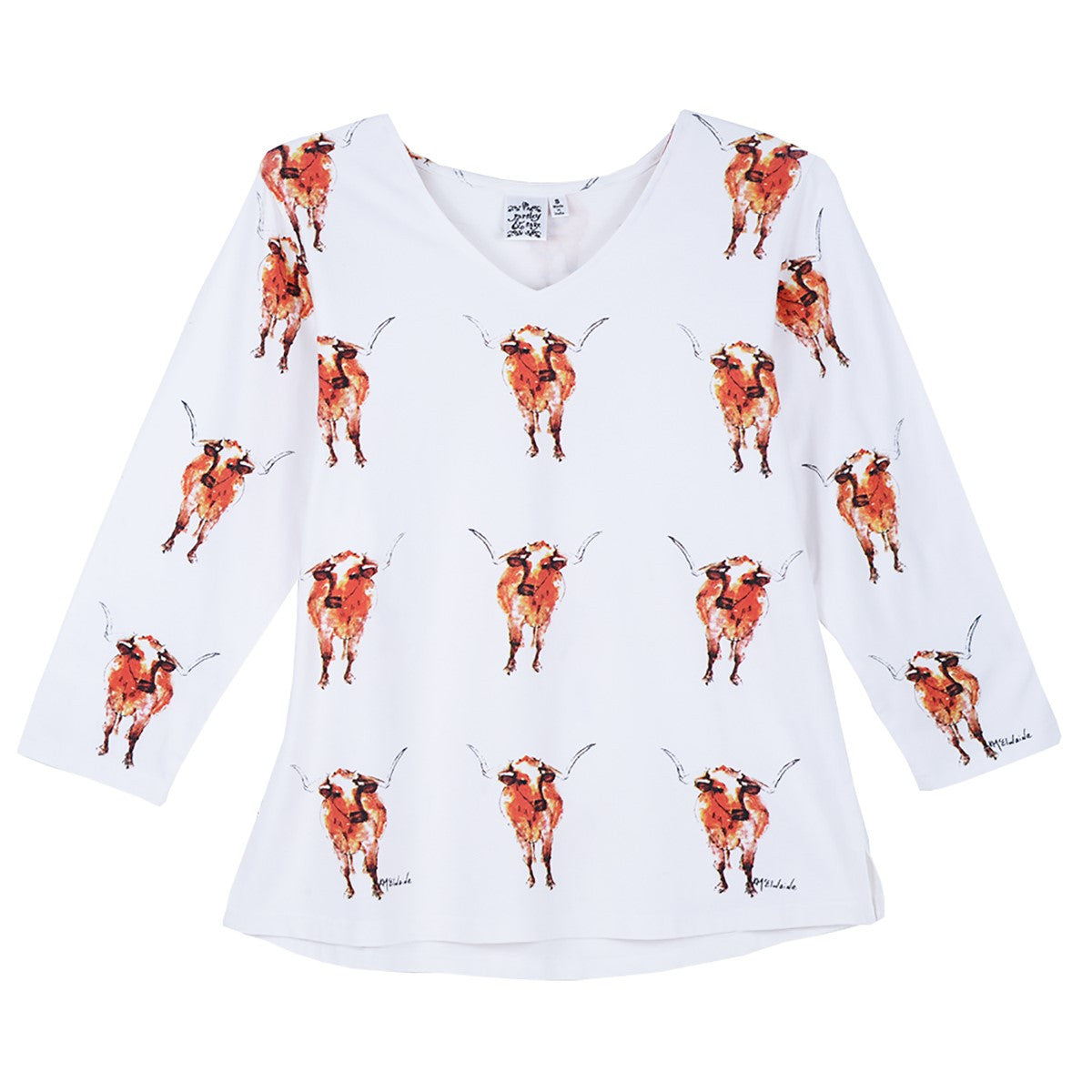 Parsley & Sage Kathleen McElwaine Steer 3/4 Sleeve Tee (24T47C)