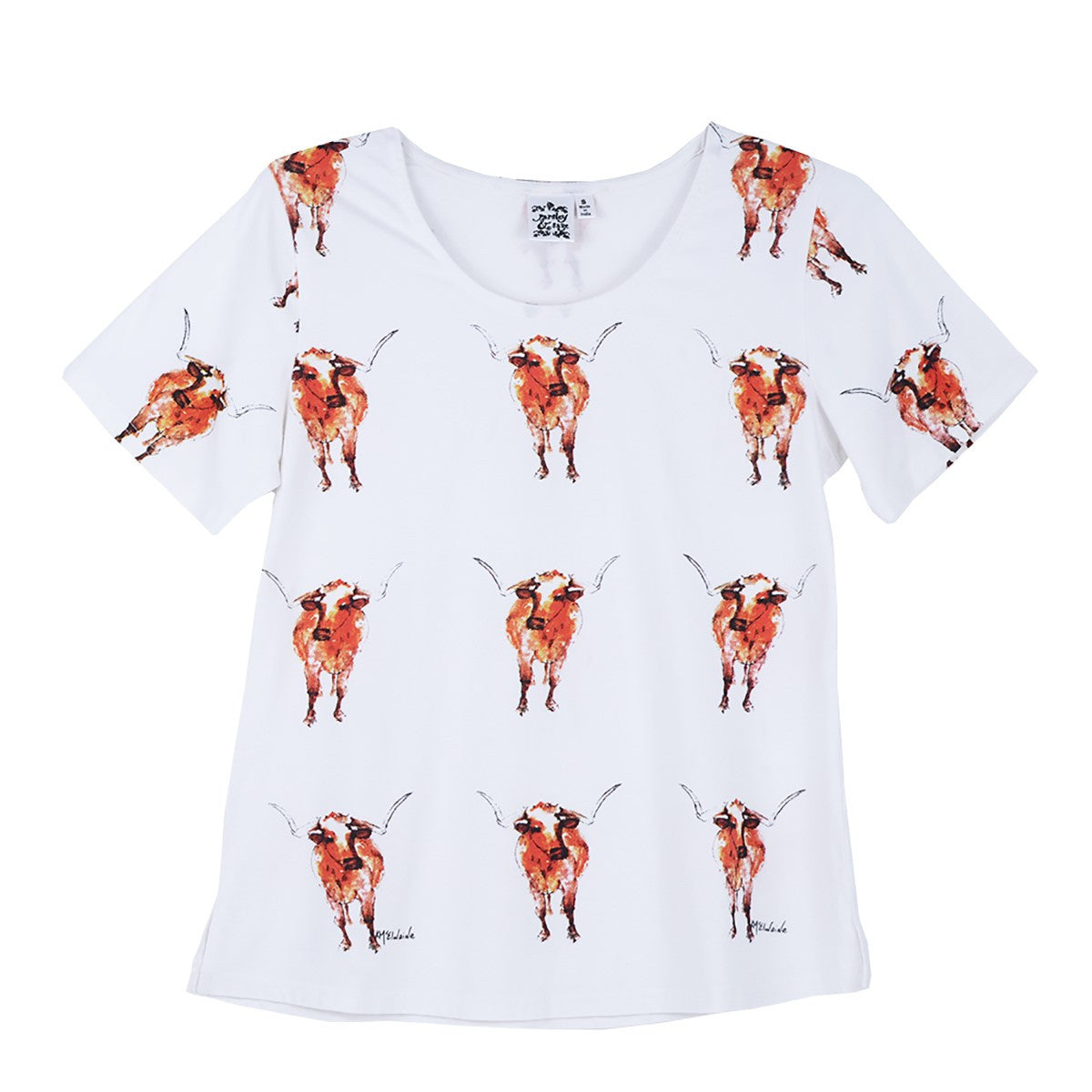 Parsley & Sage Kathleen McElwaine Steer Short Sleeve Tee (24T47B)