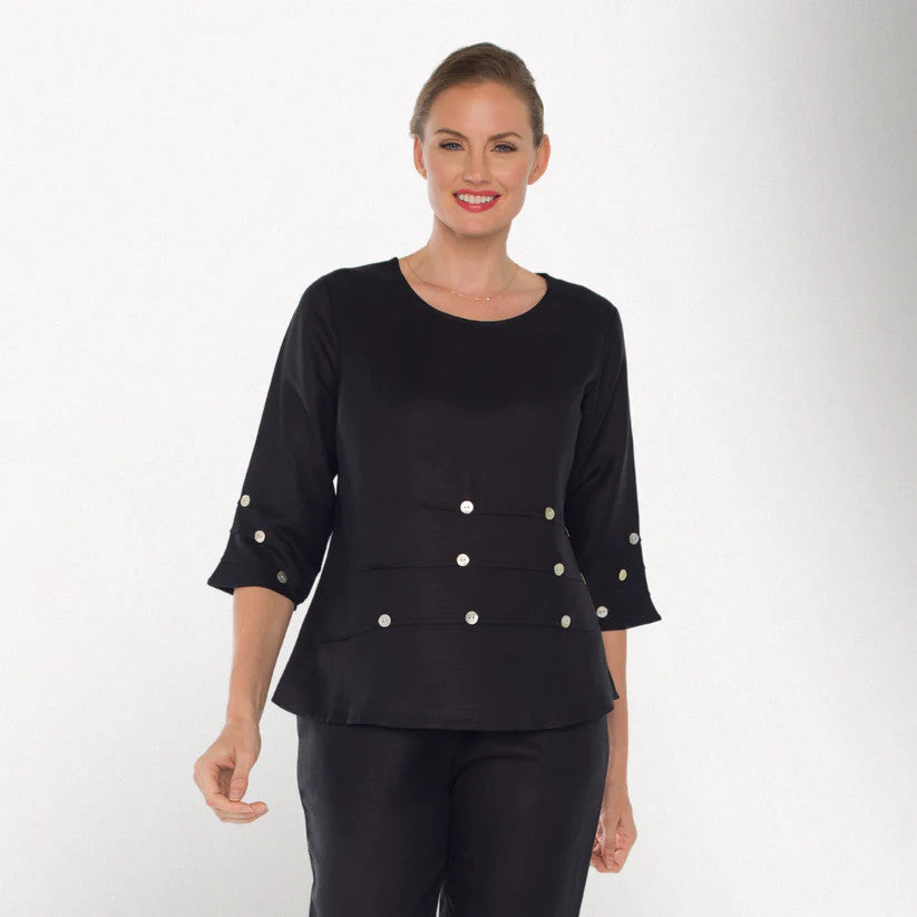 Toofan Linen Pull-Over Button Detail Solid Tunic (3 Colors)