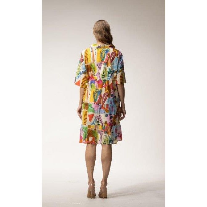 Toofan Tropical Print Tiered Dress