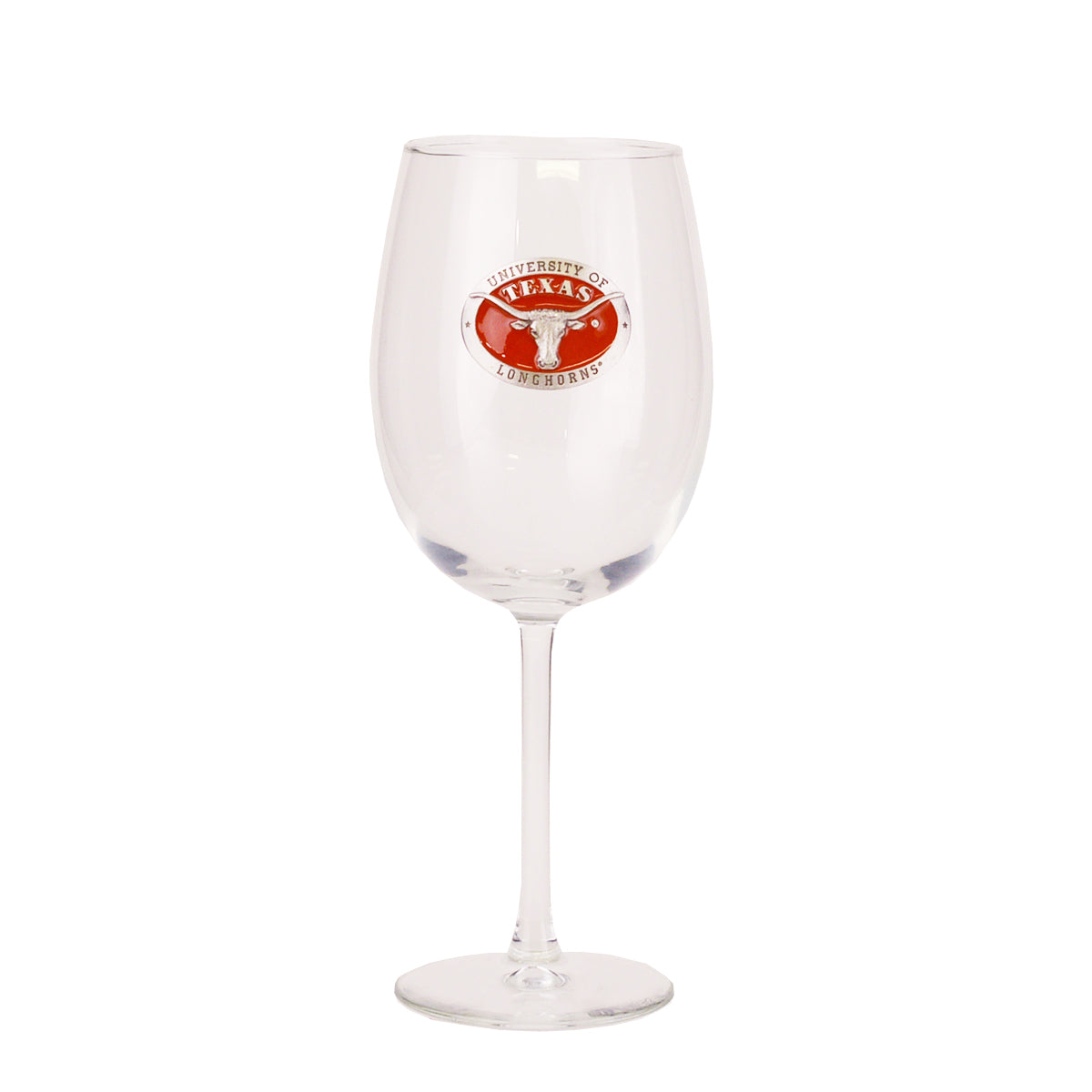 Texas Longhorn Heritage  Large Wine Glass with  Burnt Orange Enamel Medallion
