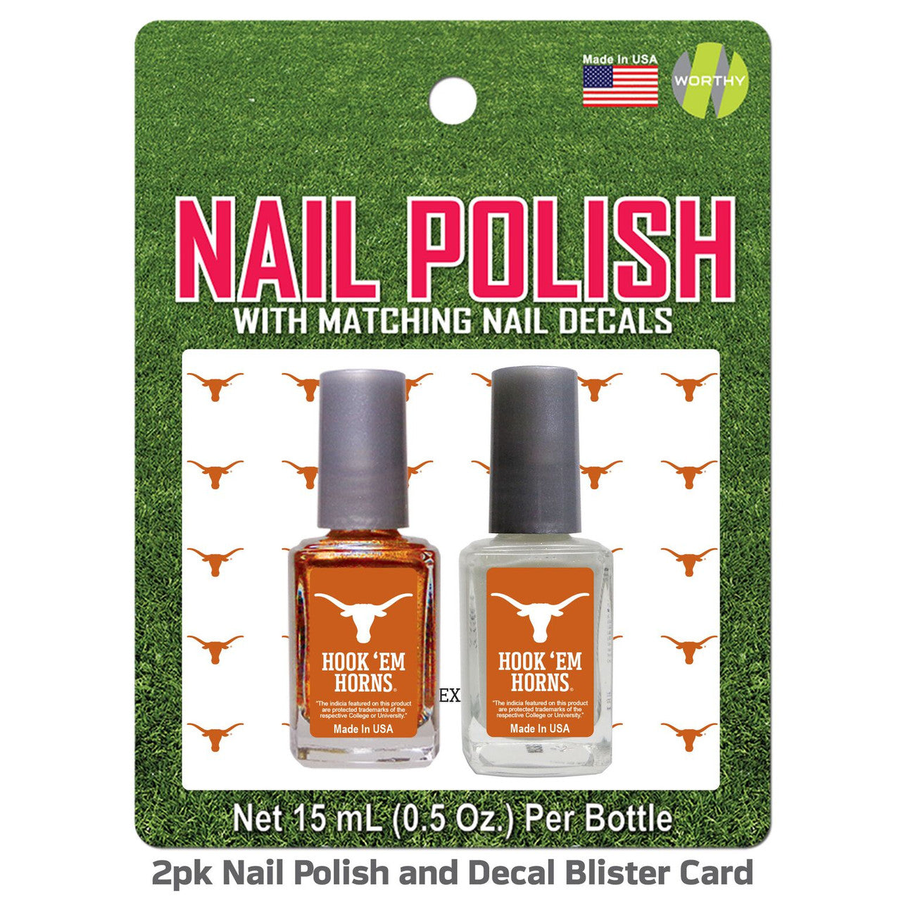 Texas Longhorn Nail Polish & Nail Decals Set