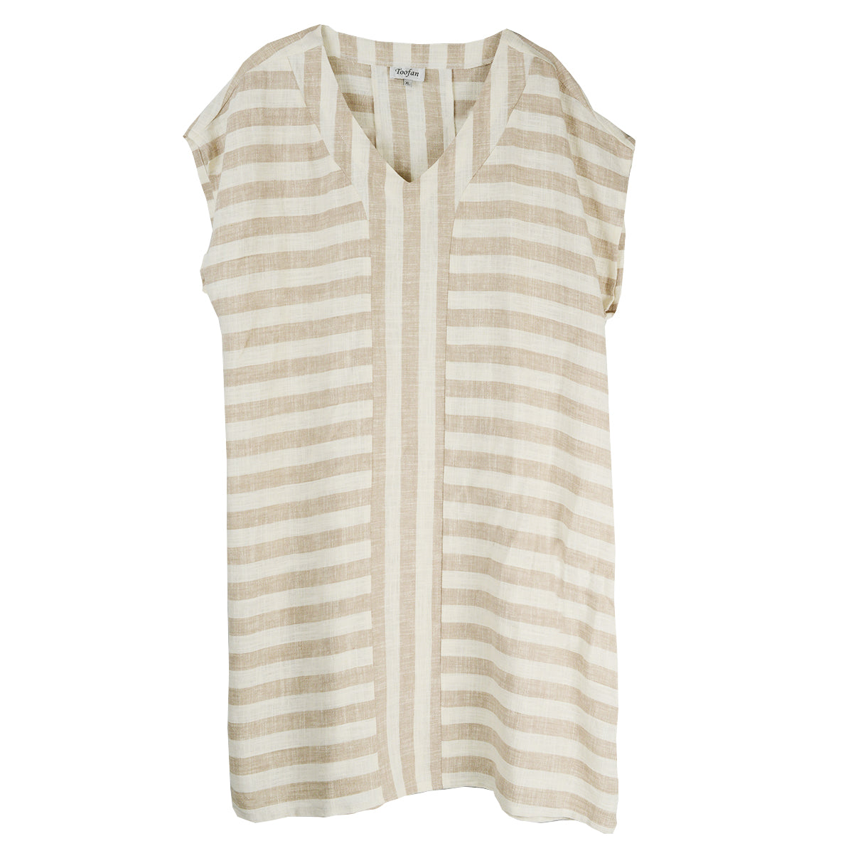 Toofan Striped Dolman Sleeve Dress (Khaki )