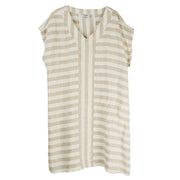 Toofan Striped Dolman Sleeve Dress (Khaki )