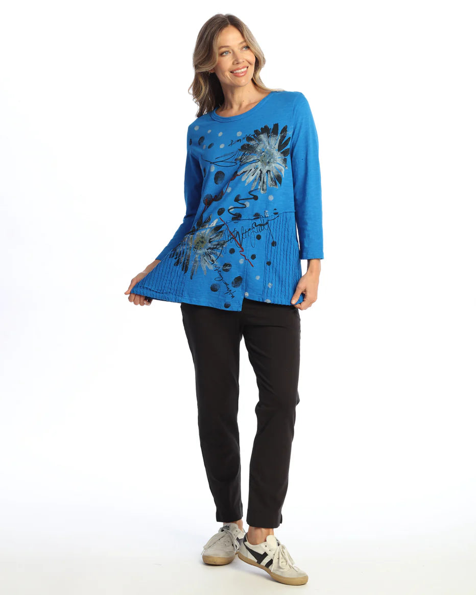 Jess & Jane Retro Wave Knit Contrast Pocket Tunic (Royal) (M101-2101)