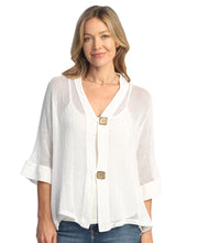 Jess & Jane Cotton Mesh 2 Button Cardigan (WHT)