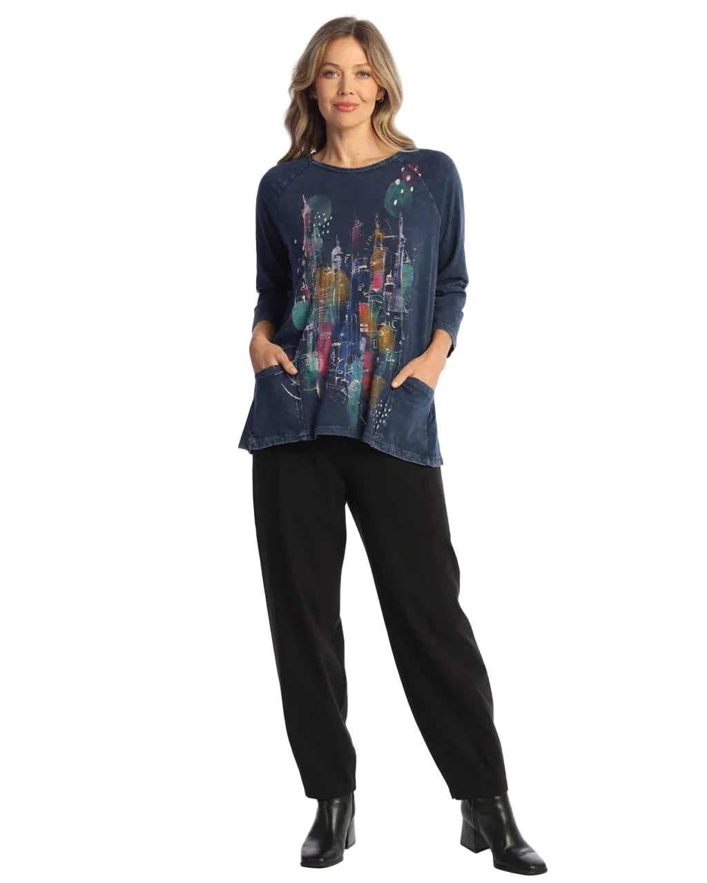 Jess & Jane Big Apple Cotton Slub Patch Pocket Tunic (M12-2156)