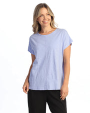 Jess & Jane Solid Short Sleeve Cotton Slub Tee  (M137)