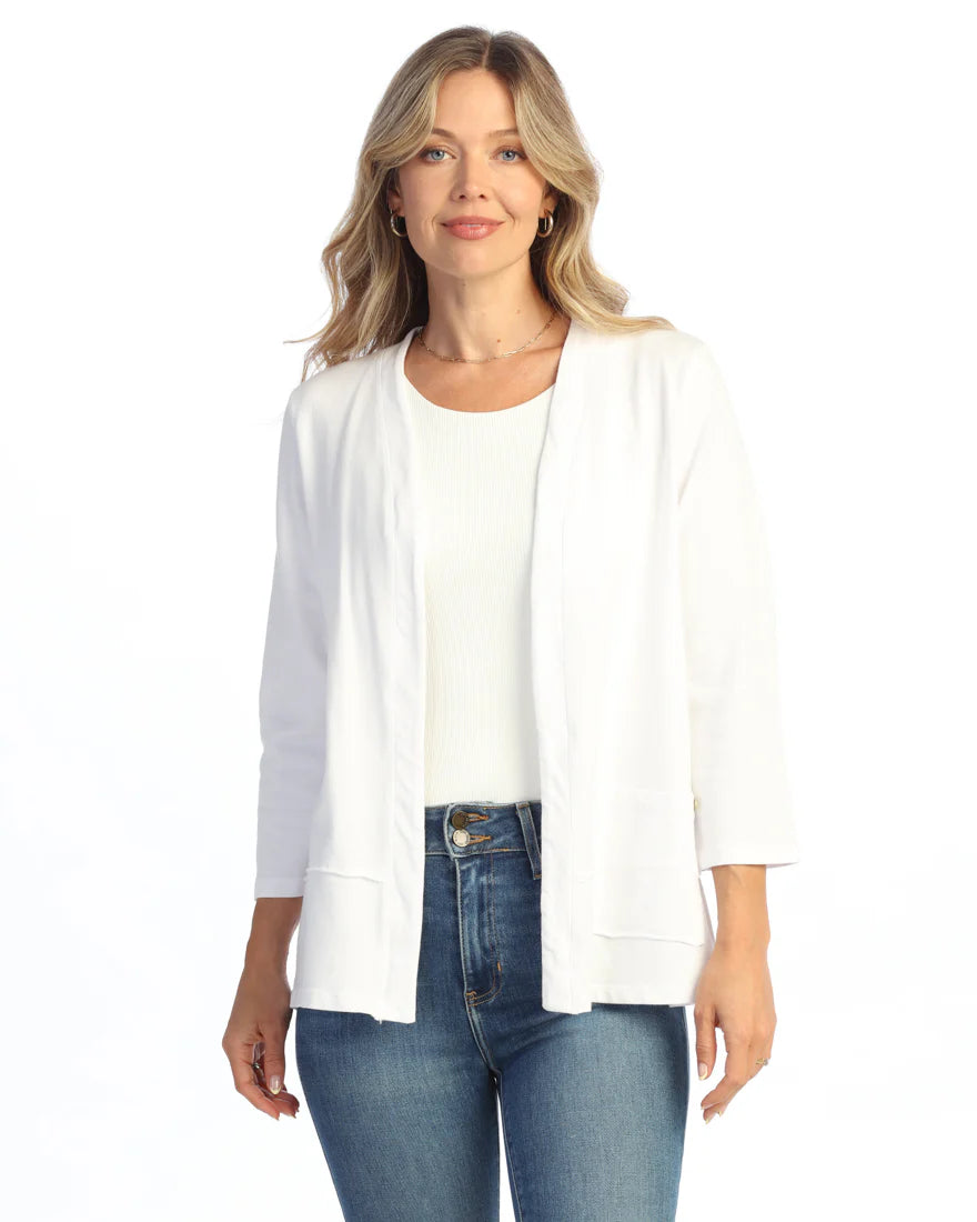 Jess & Jane French Terry Spandex Cardigan With Pockets (M142)( Four Colors )