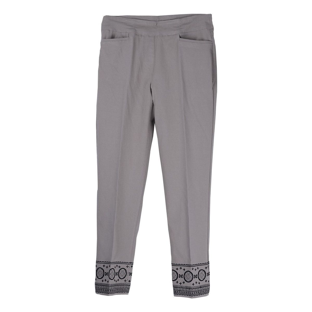 Multiples Embroidered Hem Ankle Pant (M14706PM) STONE