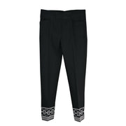 Slimsation Embroidered Hem Ankle Pant  (M14706PM)(Black with White )