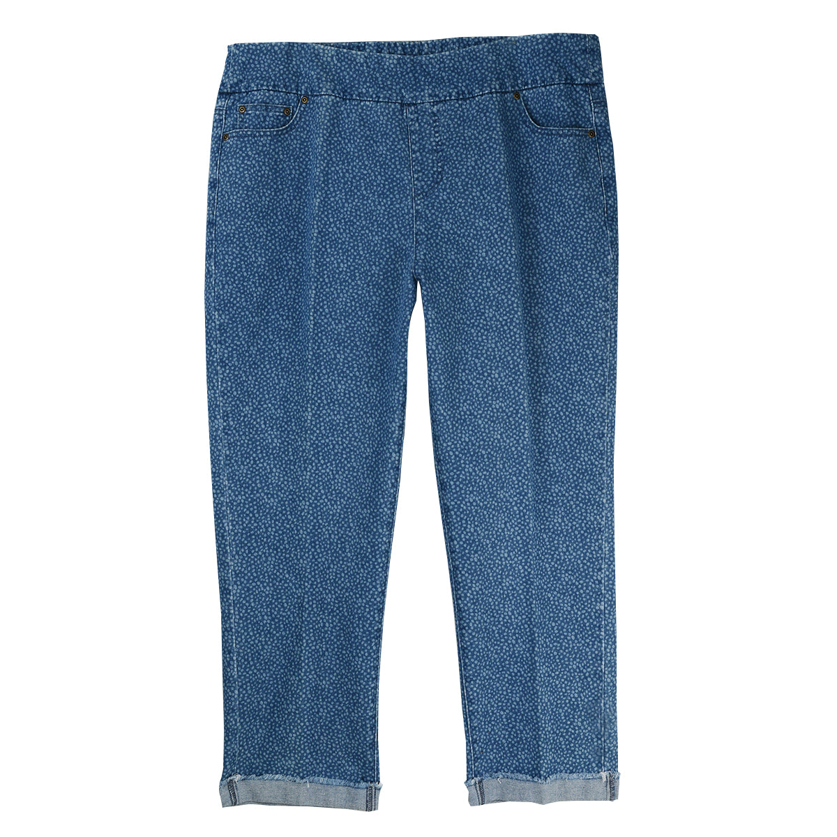 Slimsation Allover Dot Print Ankle Jean (M14709PM)(Medium Indigo )