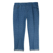 Slimsation Allover Dot Print Ankle Jean (M14709PM)(Medium Indigo )