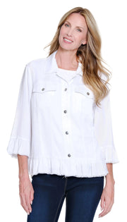 Multiples Petite Jean Jacket 3/4 sleeves (M16505JP) (White)