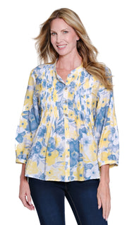 Multiples Band Collar Multi Tuck front Blouse (M16511BM) (Multi)