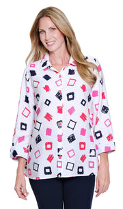 Multiples Petite Flounce Sleeve Button Front Shirt (M16606BP)