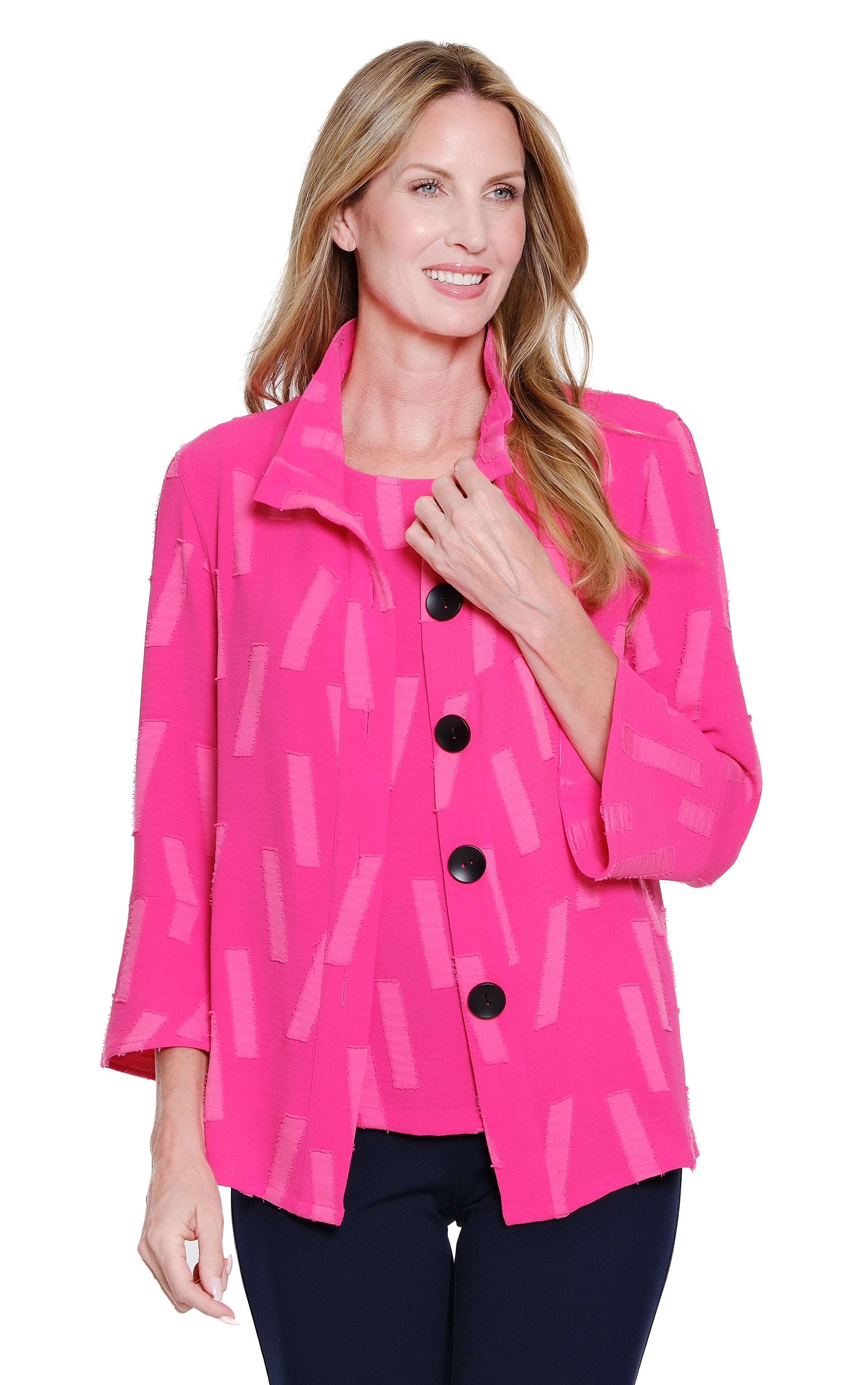 Multiples Wire collar  Jacket and Tank Set  (M16609T)(CandyPink)