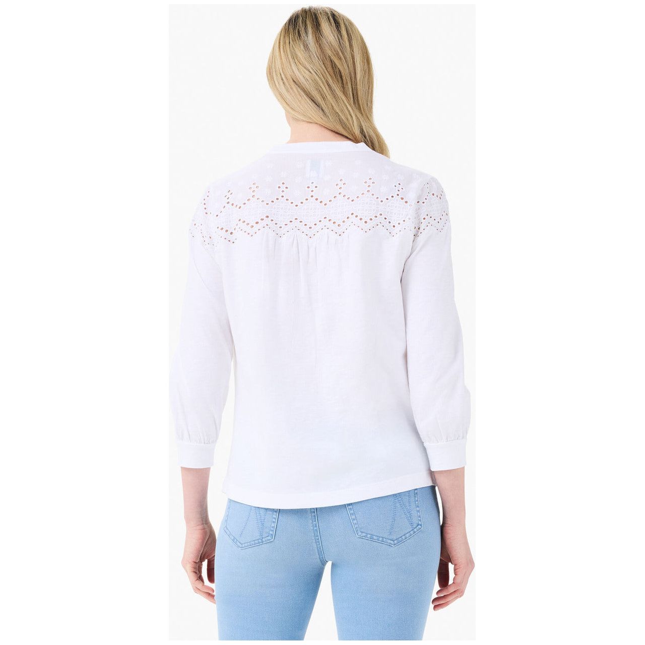 Nic & Zoe Mixed Media Go-To Top (M241055) WHT