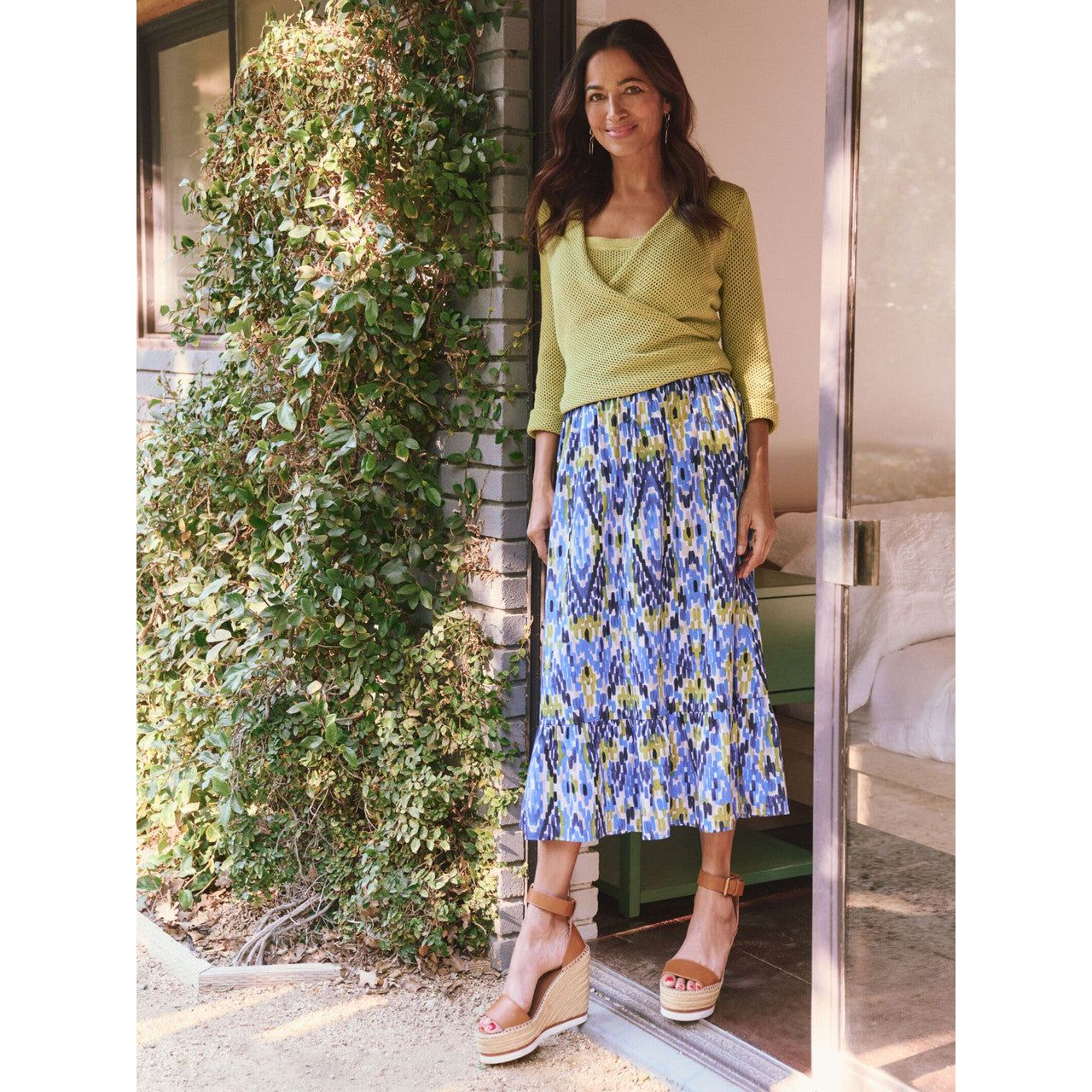 Nic & Zoe Diamond Dash Tiered Long Skirt (M241723)