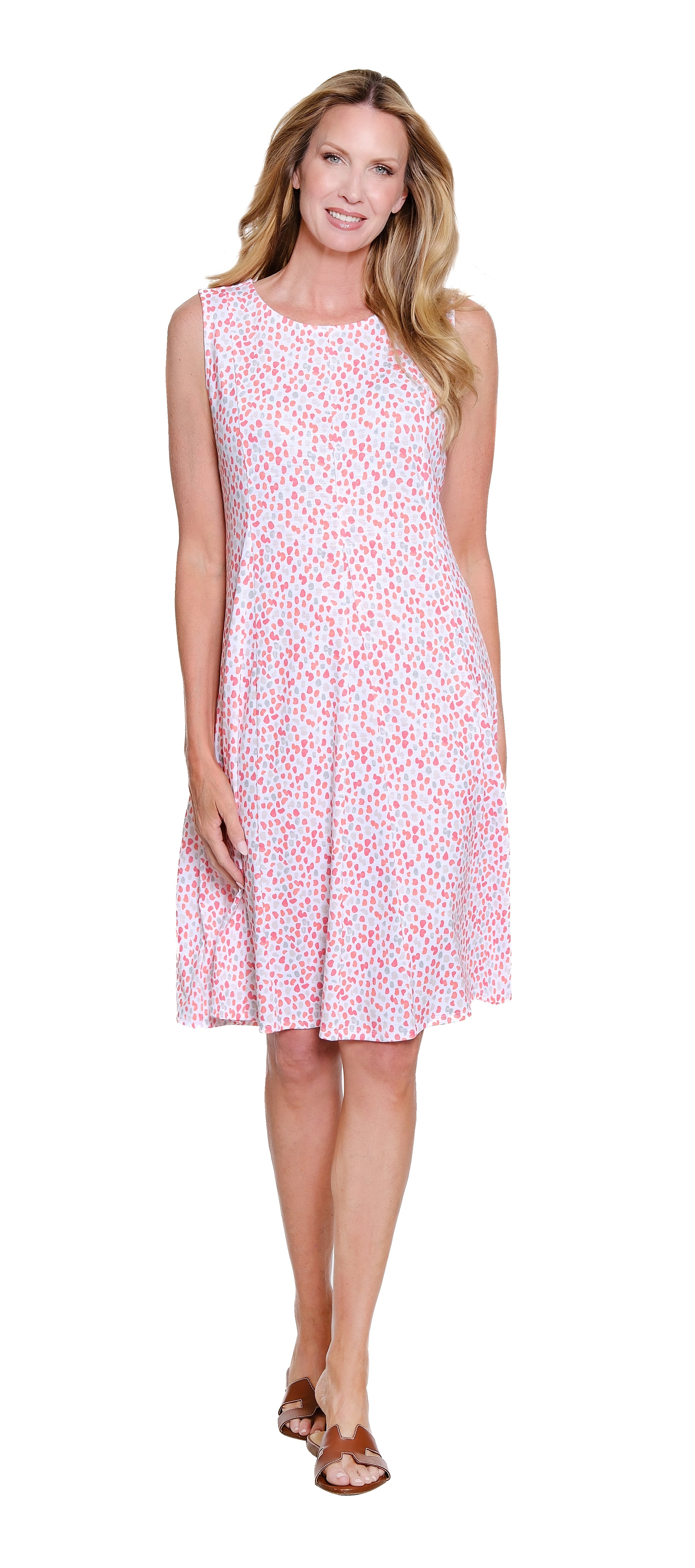 Multiples Panel Panel Scoop Neck Tank Dress (M26104DM)(Abstract Dot)